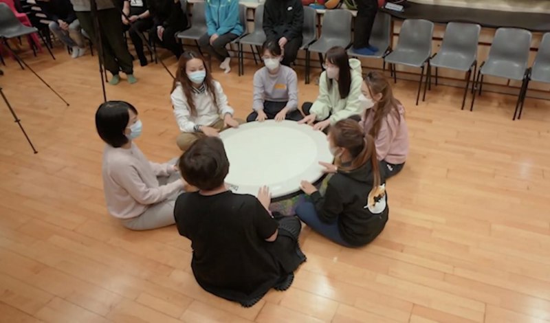 Delcroze Music Pedogogy: Students use table drum to play rhythm game Delcroze Music Pedogogy: Students use table drum to play rhythm game